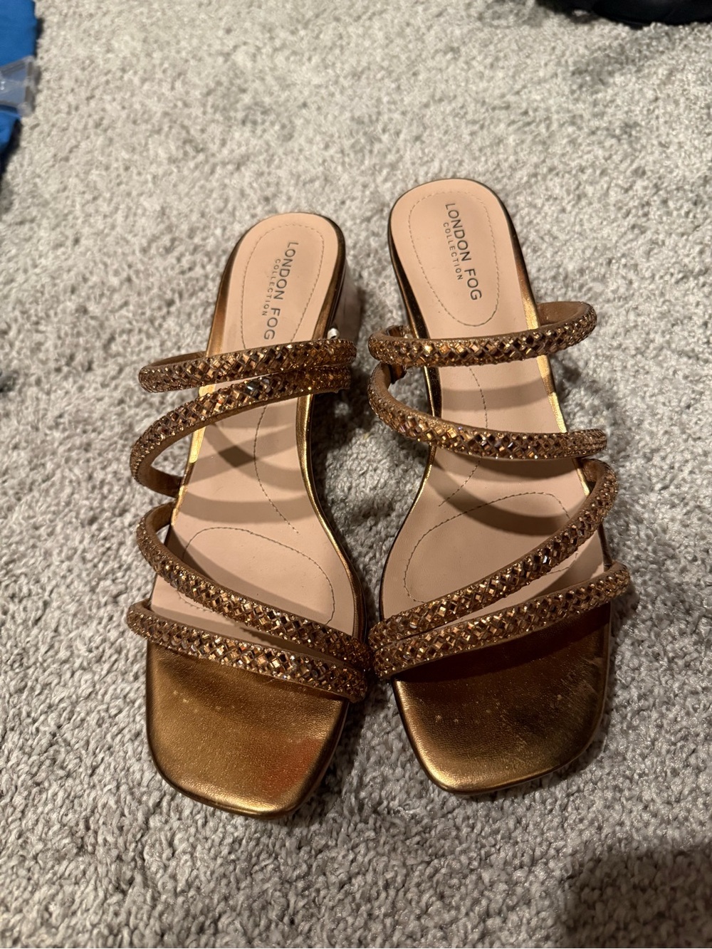 London Fog Bronze Metallic Strappy Heeled Sandals